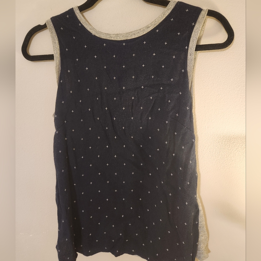 Alfred Sung Navy And Gray Tank Top